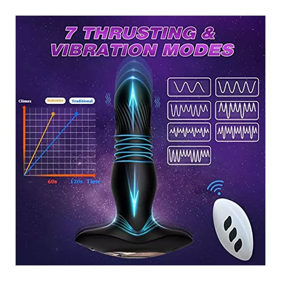 Thrusting Prostate Massager Anal Vibrator, Bukinler Thrusting Vibrator with Remote Control and Ultrafast Thrusting Frequency Ana