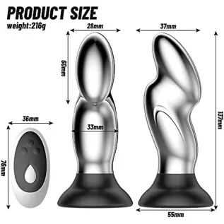 G-spot Anal Plug Metal Vibrator, Vibrating Prostate Massager Dildo with Suction Cup for Hands-Free, Remote Control 10 Vibrations G-spot Anal Plug Metal Vibrator, Vibrating Prostate Massager Dildo with Suction Cup for Hands-Free, Remote Control 10 Vibrations