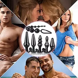 Anal Plug Trainer Kit for Comfortable Long-Term Wear, Pack of 8 Silicone Anal Plugs Training Set with Flared Base Prostate Sex T