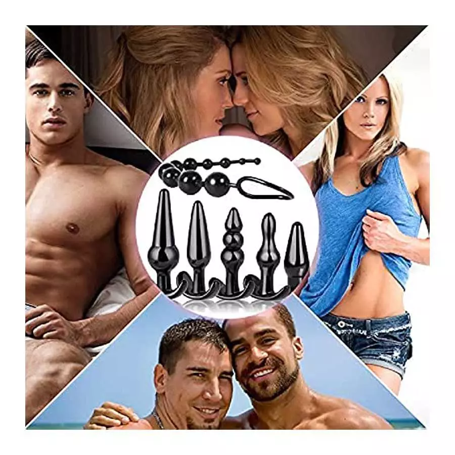 Anal Plug Trainer Kit for Comfortable Long-Term Wear, Pack of 8 Silicone Anal Plugs Training Set with Flared Base Prostate Sex T