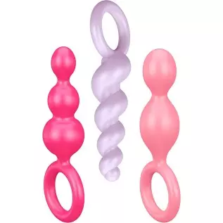 Satisfyer Anal Plugs 3 Piece Set - Butt Plug, Anal Dildo, 3 Different Structures, Soft Silicone, Increasing Diameter, Retaining 
