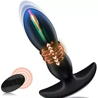 Thrusting Anal Vibrator Prostate Massager for Men Women, P Spot Vibrator Butt Plug Sex Toy with 7 Vibrations 3 Thrusts for Anal 