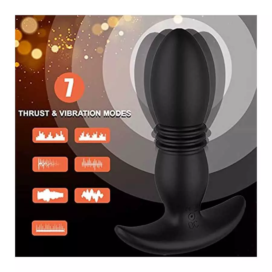 Thrusting Anal Vibrator Prostate Massager for Men Women, P Spot Vibrator Butt Plug Sex Toy with 7 Vibrations 3 Thrusts for Anal 