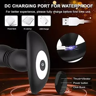 Thrusting Anal Vibrator Prostate Massager for Men Women, P Spot Vibrator Butt Plug Sex Toy with 7 Vibrations 3 Thrusts for Anal Thrusting Anal Vibrator Prostate Massager for Men Women, P Spot Vibrator Butt Plug Sex Toy with 7 Vibrations 3 Thrusts for Anal