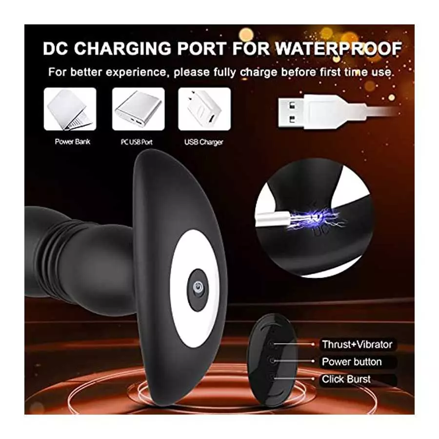 Thrusting Anal Vibrator Prostate Massager for Men Women, P Spot Vibrator Butt Plug Sex Toy with 7 Vibrations 3 Thrusts for Anal 