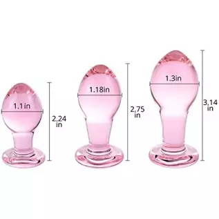 Glass Butt Plug Big, Medium and Small Three-Piece Butt Training Set Sex Slave Abuse Sex Toys Men and Women Combination Pink Glass Butt Plug Big, Medium and Small Three-Piece Butt Training Set Sex Slave Abuse Sex Toys Men and Women Combination Pink
