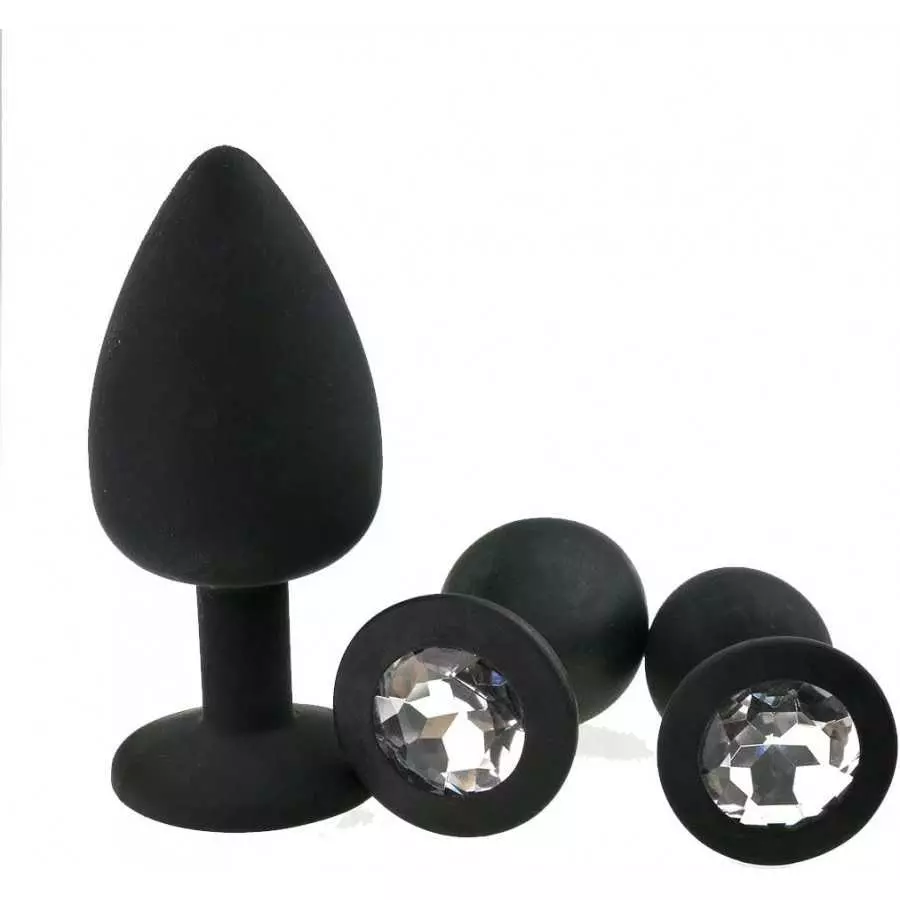 3 Pcs 3 Size Silicone Jeweled Anal Butt Plugs Anal Trainer Toys Hmxpls Sex Love Games Personal Massager for Women Men Couples Lo