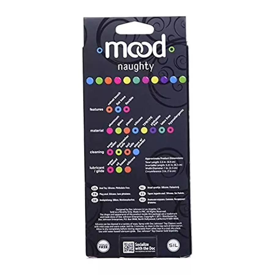 Doc Johnson Mood - Naughty 1 - Silicone Anal Plug - Small - 3.3 in. Long and 0.8 in. Wide - Tapered Base for Comfort Between The