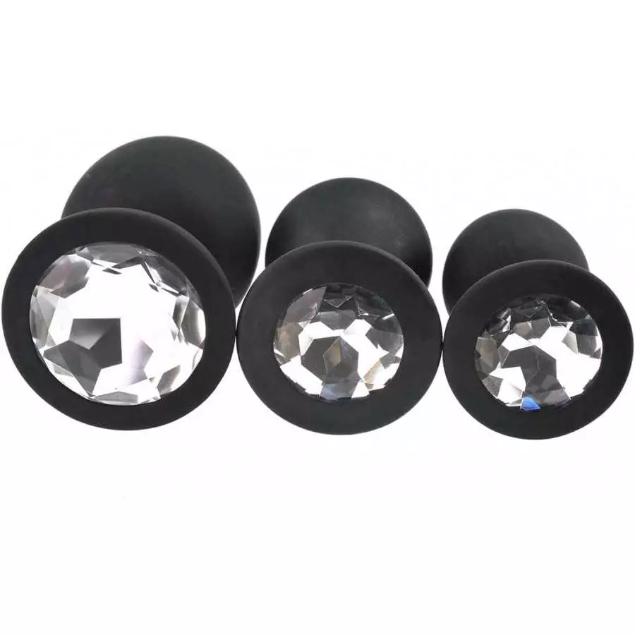 3 Pcs 3 Size Silicone Jeweled Anal Butt Plugs Anal Trainer Toys Hmxpls Sex Love Games Personal Massager for Women Men Couples Lo
