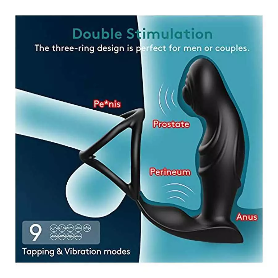 Prostate Massager Anal Vibrator with Cock Ring Anal Toy Plug Sex Toys APP Control 9 Vibration and Tapping Butt Plug G Spot Vibra
