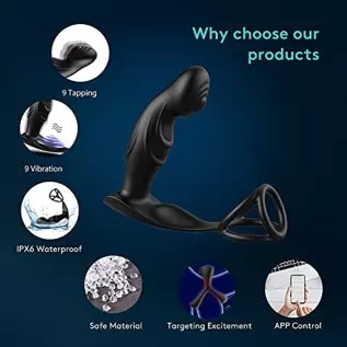Prostate Massager Anal Vibrator with Cock Ring Anal Toy Plug Sex Toys APP Control 9 Vibration and Tapping Butt Plug G Spot Vibra Prostate Massager Anal Vibrator with Cock Ring Anal Toy Plug Sex Toys APP Control 9 Vibration and Tapping Butt Plug G Spot Vibra