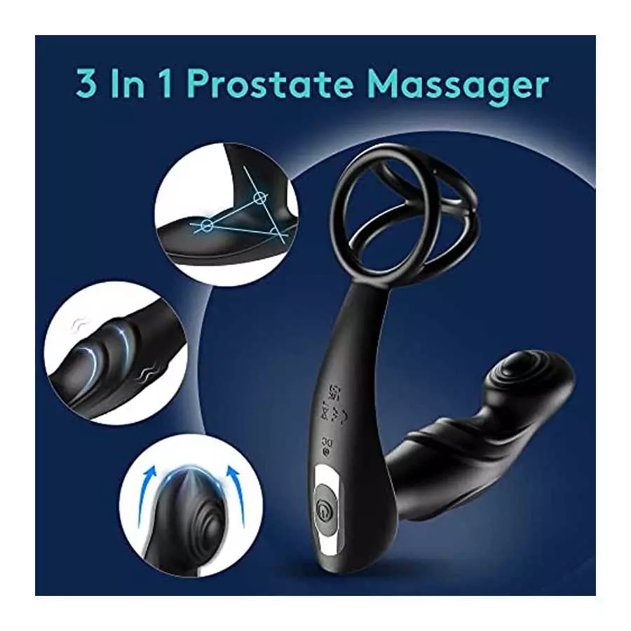 Prostate Massager Anal Vibrator with Cock Ring Anal Toy Plug Sex Toys APP Control 9 Vibration and Tapping Butt Plug G Spot Vibra