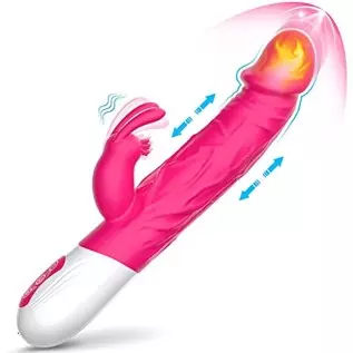 Beaded G Spot Rabbit Vibrator Realistic Thrusting & Heating Dildo Anal Adult Sex Toys for Women, Clitoral Stimulator with 10 Vib
