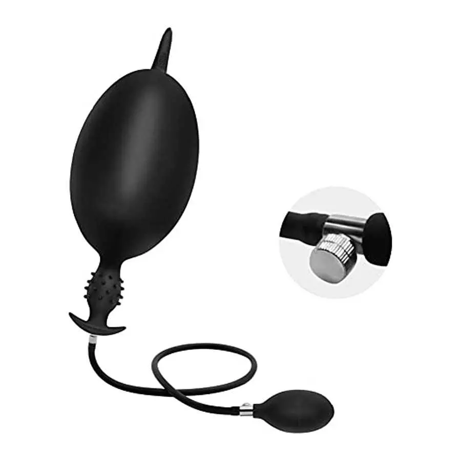 Inflatable Anal Plug Sex Toys with Detachable Needle Silicone Butt Plug Dildo Butt Expand Trainer Backdoor Stimulator SM Anus Se