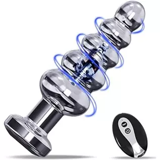 Vibrating Anal Vibrator Metal Anal Plug, Anal Beads Stimulator with 10 Vibration Modes Prostate Massager Graduated Design Remote