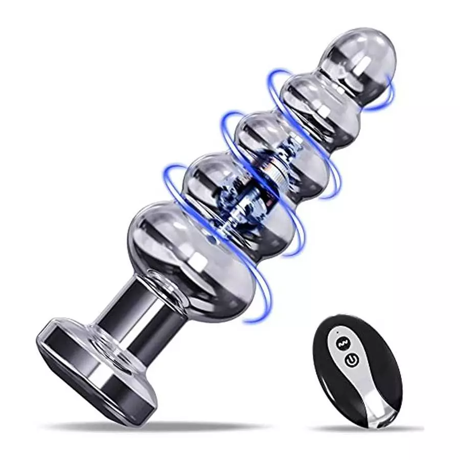 Vibrating Anal Vibrator Metal Anal Plug, Anal Beads Stimulator with 10 Vibration Modes Prostate Massager Graduated Design Remote