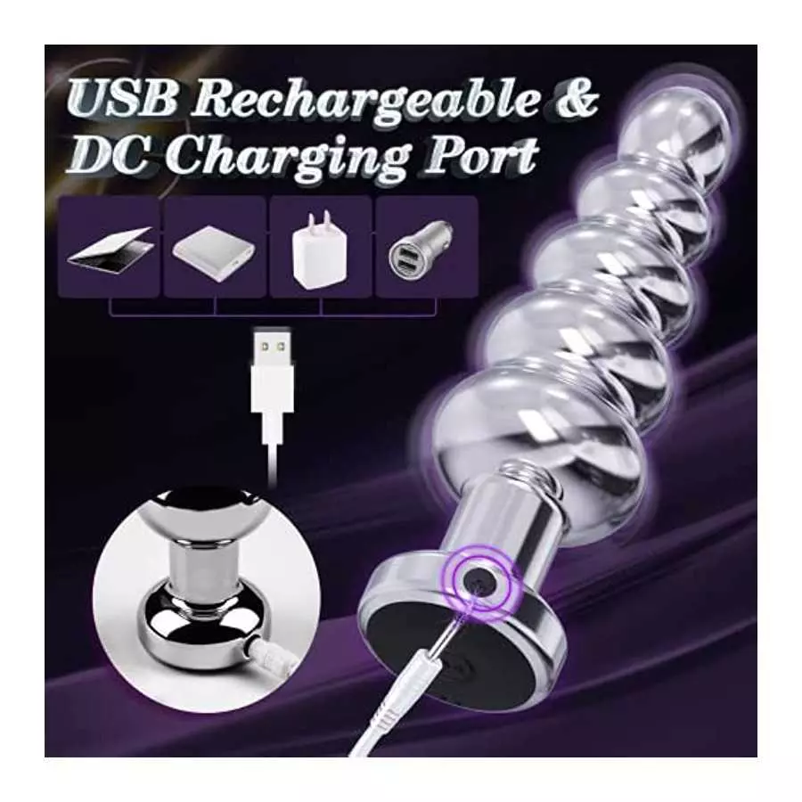 Vibrating Anal Vibrator Metal Anal Plug, Anal Beads Stimulator with 10 Vibration Modes Prostate Massager Graduated Design Remote