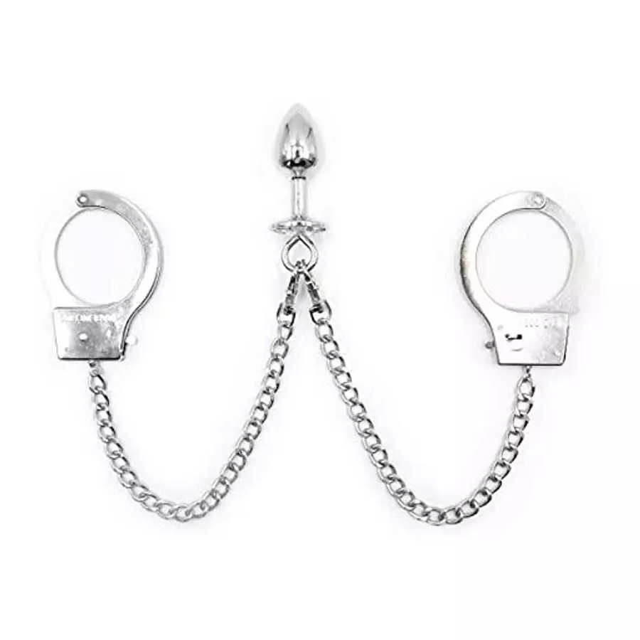 Anal Plug with Butt Plug Trainer Long Chain Handcuffs Stainless Steel SM Bed Restraint Set Sex Toys +Fetish Blindfold Couple Fli