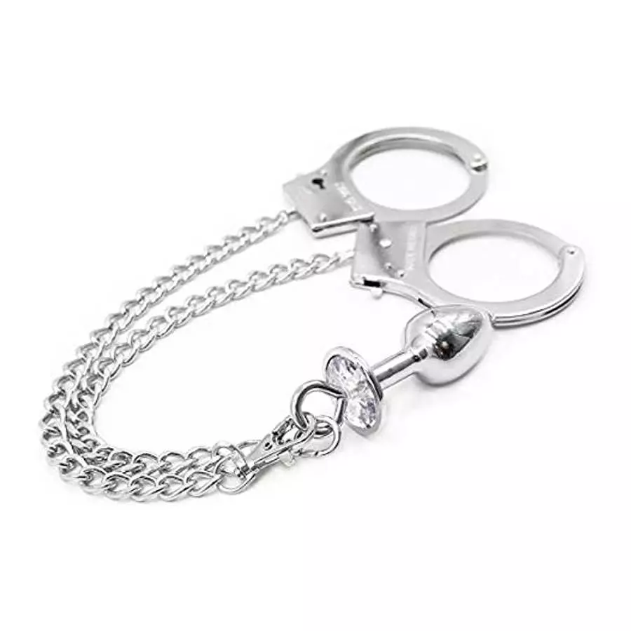 Anal Plug with Butt Plug Trainer Long Chain Handcuffs Stainless Steel SM Bed Restraint Set Sex Toys +Fetish Blindfold Couple Fli