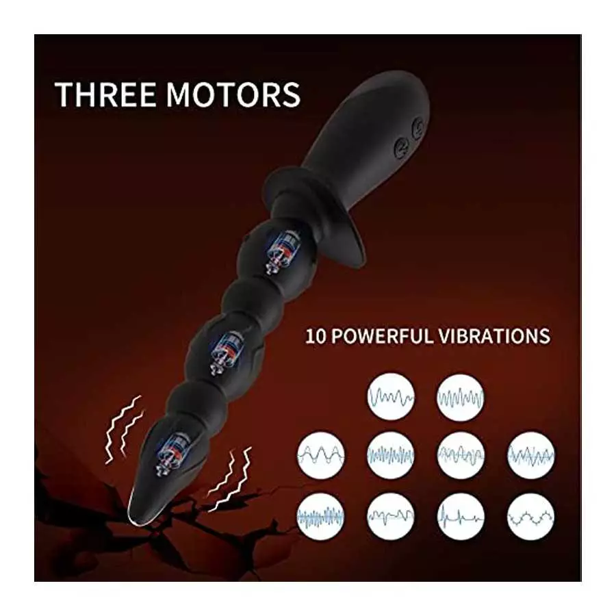 Hisionlee Vibrating Prostate Massager Anal Vibrator - Sex Toys 10 Patterns Anal Plug, G-spot Vibrator ,3 Reinforced Motors,Adult