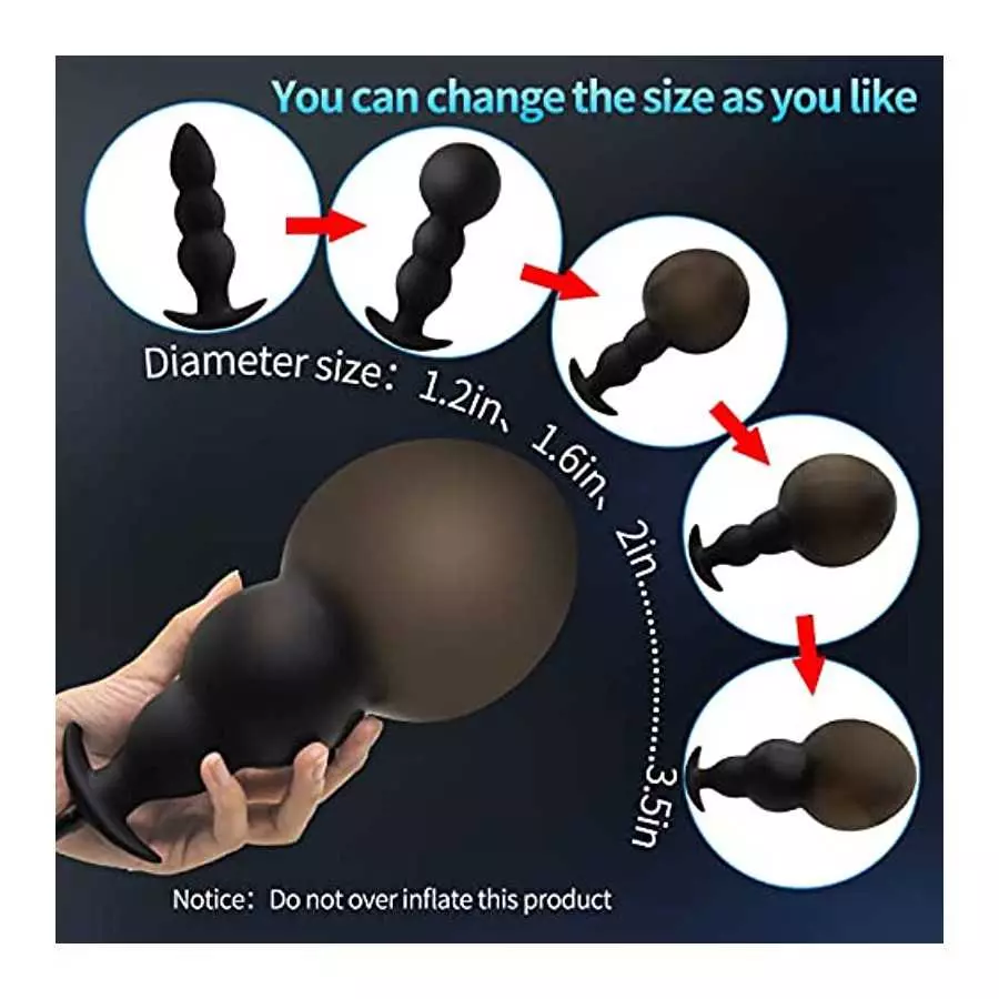 Silicone Expand Inflatable Anal Plug,Body-Safe Medical Grade Waterproof Butt Sex Toy, Anal Plug Sex Toy, Stretch Anal with Quick
