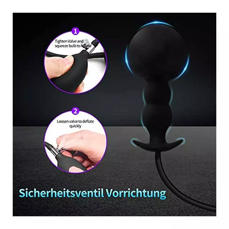 Silicone Expand Inflatable Anal Plug,Body-Safe Medical Grade Waterproof Butt Sex Toy, Anal Plug Sex Toy, Stretch Anal with Quick