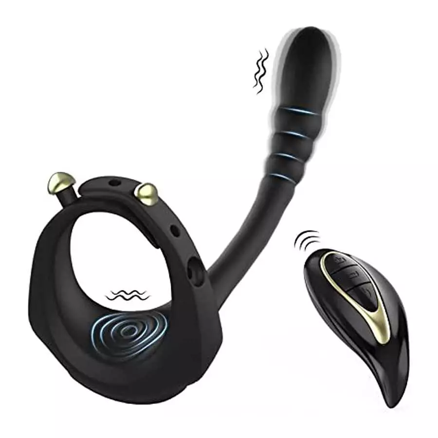 Vibrating Taint Teaser Cock Ring with Bullet, 3 in 1 Adjustable Penis Ring with Remote, Anal Vibrator with 10 Frequencies, Prost Vibrating Taint Teaser Cock Ring with Bullet, 3 in 1 Adjustable Penis Ring with Remote, Anal Vibrator with 10 Frequencies, Prost
