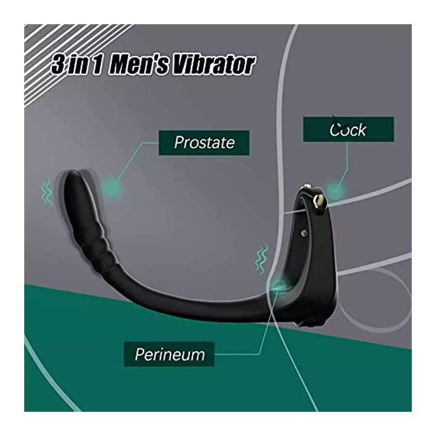 Vibrating Taint Teaser Cock Ring with Bullet, 3 in 1 Adjustable Penis Ring with Remote, Anal Vibrator with 10 Frequencies, Prost