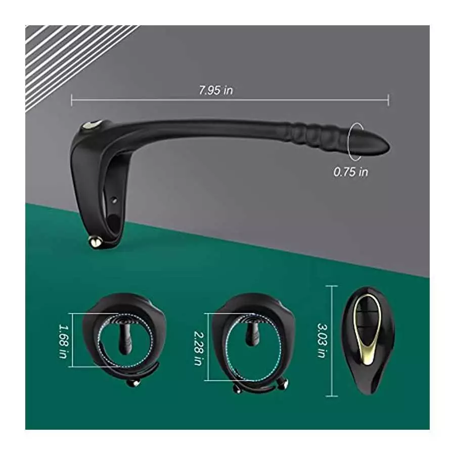 Vibrating Taint Teaser Cock Ring with Bullet, 3 in 1 Adjustable Penis Ring with Remote, Anal Vibrator with 10 Frequencies, Prost