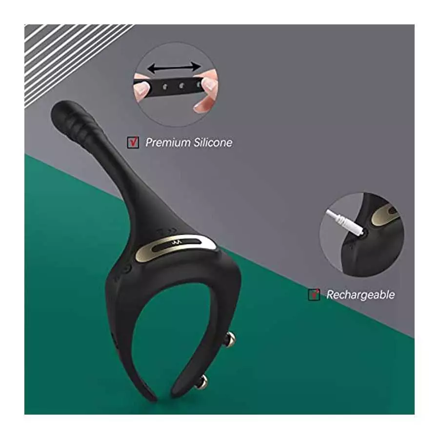 Vibrating Taint Teaser Cock Ring with Bullet, 3 in 1 Adjustable Penis Ring with Remote, Anal Vibrator with 10 Frequencies, Prost