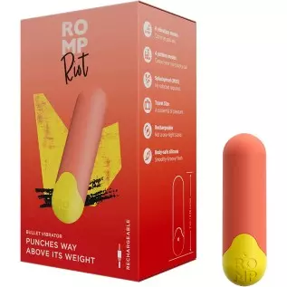 ROMP Riot Bullet Vibrator for Women - Mini Clitoral Vibrator for Her - 6 Intensity Levels & 4 Patterns for Clit Stimulation - So ROMP Riot Bullet Vibrator for Women - Mini Clitoral Vibrator for Her - 6 Intensity Levels & 4 Patterns for Clit Stimulation - So