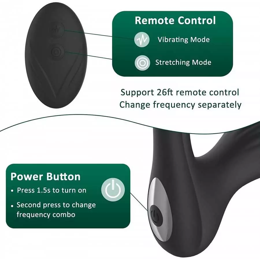 Prostate Massager Anal Vibrator Butt Plug, VOBJOY Sex Toys Vibrator with 26ft Remote Control 10 Modes Anus Adult Sensory Toys Ma