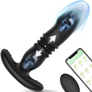 Thrusting Anal Vibrator Butt Plug with APP & Remote Control, Vibrating Anal Plug Prostate Massager with 9 Thrusting & Vibration 
