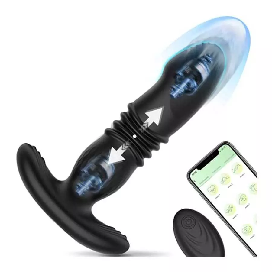 Thrusting Anal Vibrator Butt Plug with APP & Remote Control, Vibrating Anal Plug Prostate Massager with 9 Thrusting & Vibration Thrusting Anal Vibrator Butt Plug with APP & Remote Control, Vibrating Anal Plug Prostate Massager with 9 Thrusting & Vibration