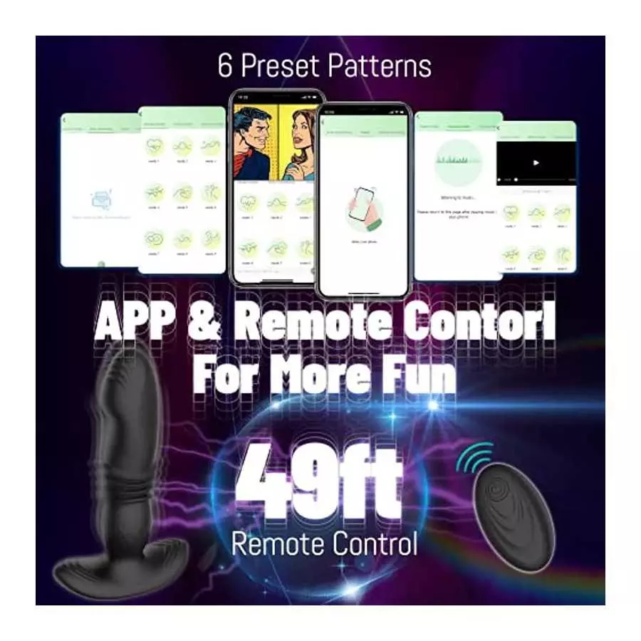 Thrusting Anal Vibrator Butt Plug with APP & Remote Control, Vibrating Anal Plug Prostate Massager with 9 Thrusting & Vibration 