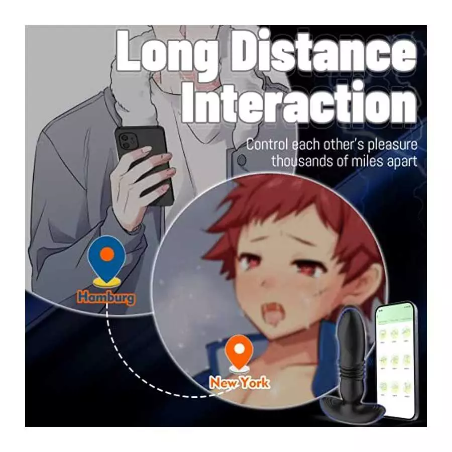 Thrusting Anal Vibrator Butt Plug with APP & Remote Control, Vibrating Anal Plug Prostate Massager with 9 Thrusting & Vibration 