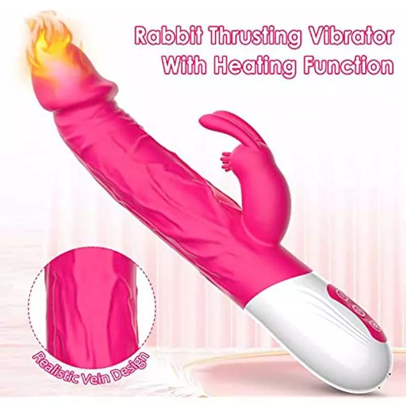 Beaded G Spot Rabbit Vibrator Realistic Thrusting & Heating Dildo Anal Adult Sex Toys for Women, Clitoral Stimulator with 10 Vib
