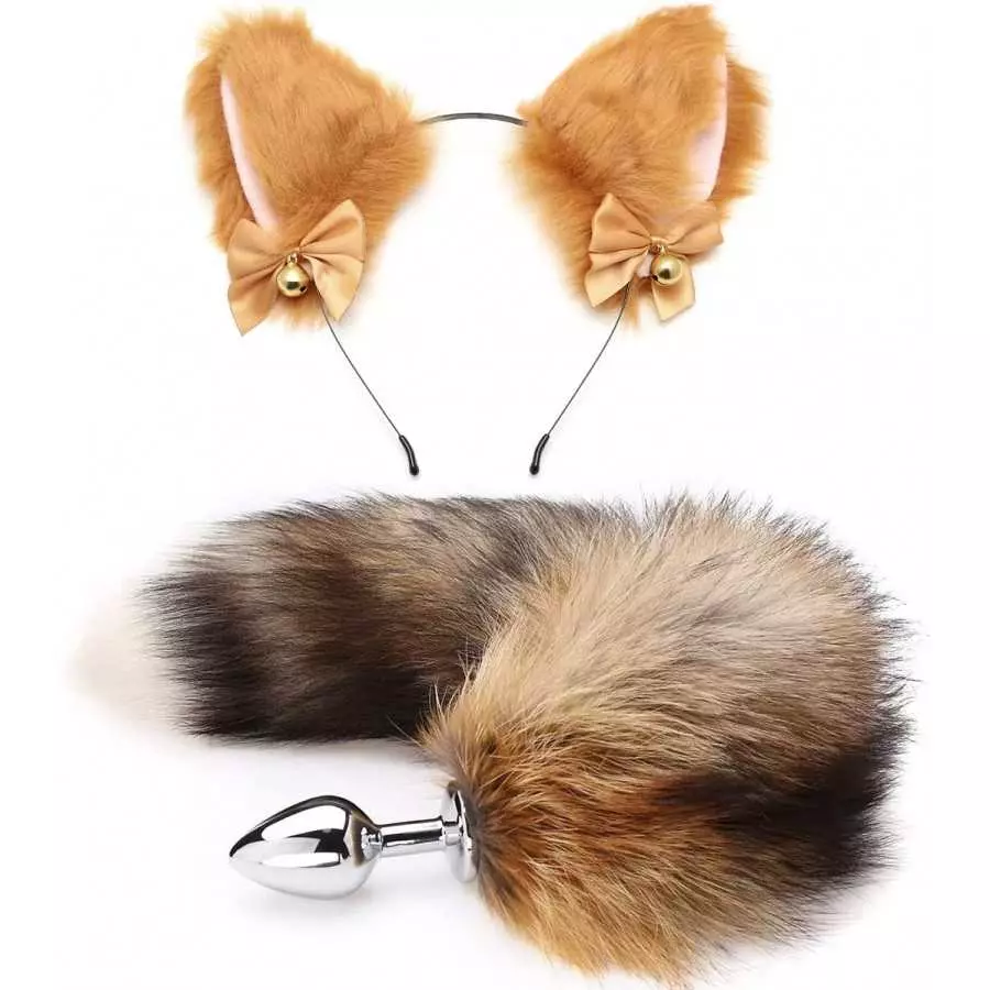 AKStore Fox Tail Anal Butt Plug Sex Toys for SM & Cospaly (Black-White + Ear) AKStore Fox Tail Anal Butt Plug Sex Toys for SM & Cospaly (Black-White + Ear)