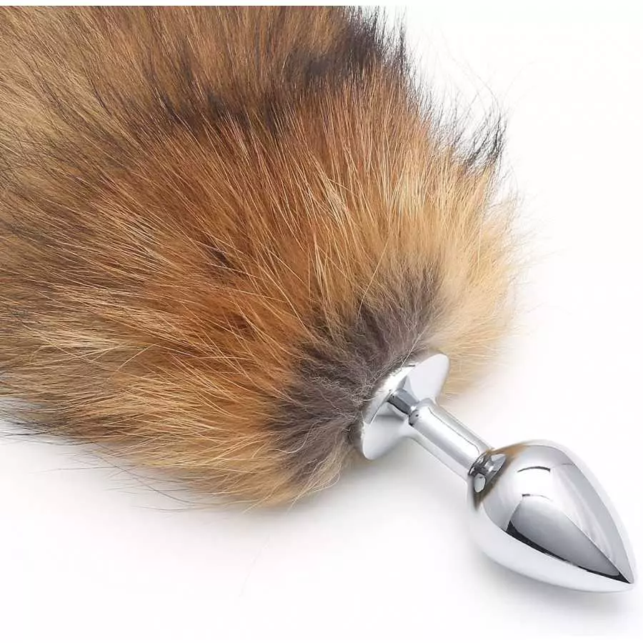 AKStore Fox Tail Anal Butt Plug Sex Toys for SM & Cospaly (Black-White + Ear)