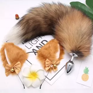 AKStore Fox Tail Anal Butt Plug Sex Toys for SM & Cospaly (Black-White + Ear) AKStore Fox Tail Anal Butt Plug Sex Toys for SM & Cospaly (Black-White + Ear)