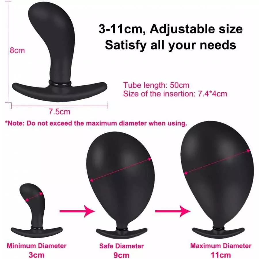 Inflatable Silicone Anal Plug for Women Men Couples, Separable Inflated Butt Plug for Outside Wear, Swelling Anal Toys for Anus 