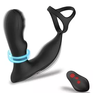 4 in 1 Anal Vibrator Prostate Massagers with 360° Rotating Anal Butt Plug Stimulator and Cock Rings, Remote Control 7 Rotating S