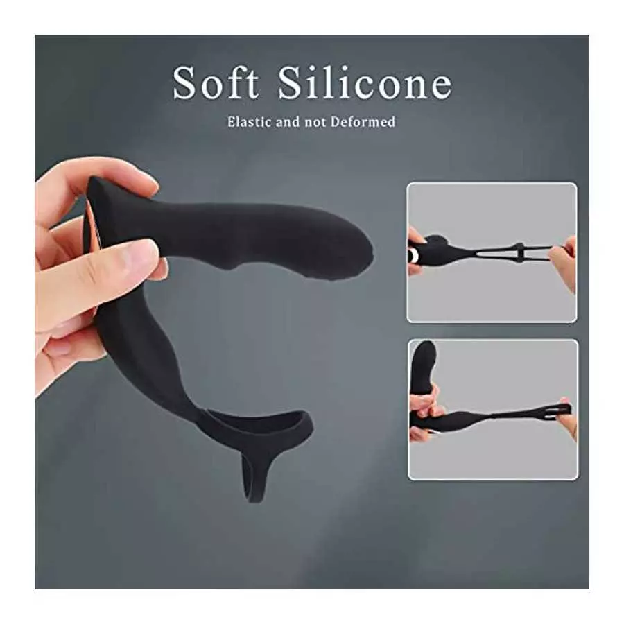 4 in 1 Anal Vibrator Prostate Massagers with 360° Rotating Anal Butt Plug Stimulator and Cock Rings, Remote Control 7 Rotating S