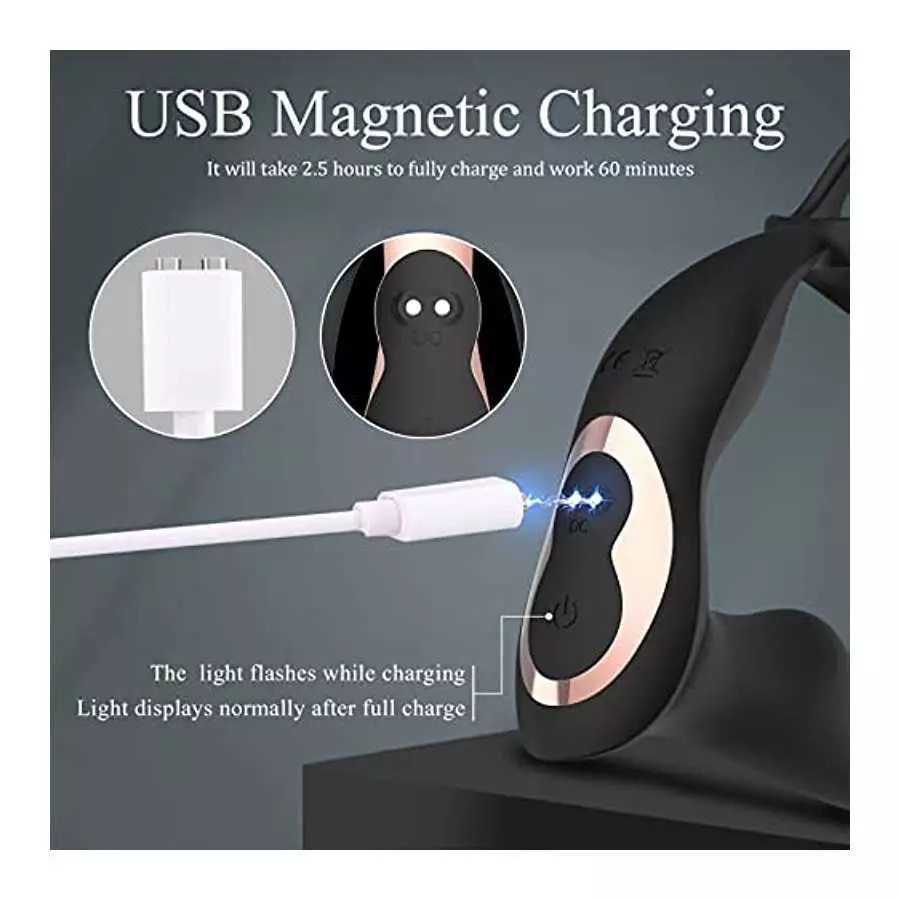 4 in 1 Anal Vibrator Prostate Massagers with 360° Rotating Anal Butt Plug Stimulator and Cock Rings, Remote Control 7 Rotating S