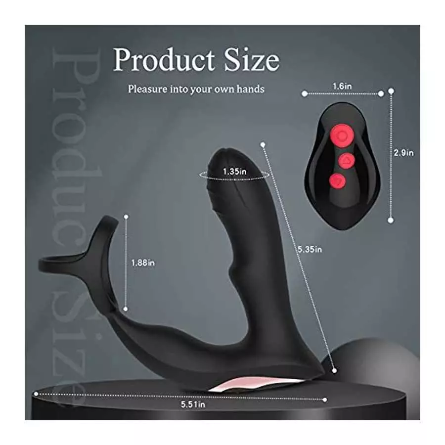 4 in 1 Anal Vibrator Prostate Massagers with 360° Rotating Anal Butt Plug Stimulator and Cock Rings, Remote Control 7 Rotating S