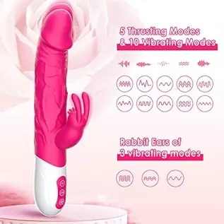 Beaded G Spot Rabbit Vibrator Realistic Thrusting & Heating Dildo Anal Adult Sex Toys for Women, Clitoral Stimulator with 10 Vib Beaded G Spot Rabbit Vibrator Realistic Thrusting & Heating Dildo Anal Adult Sex Toys for Women, Clitoral Stimulator with 10 Vib