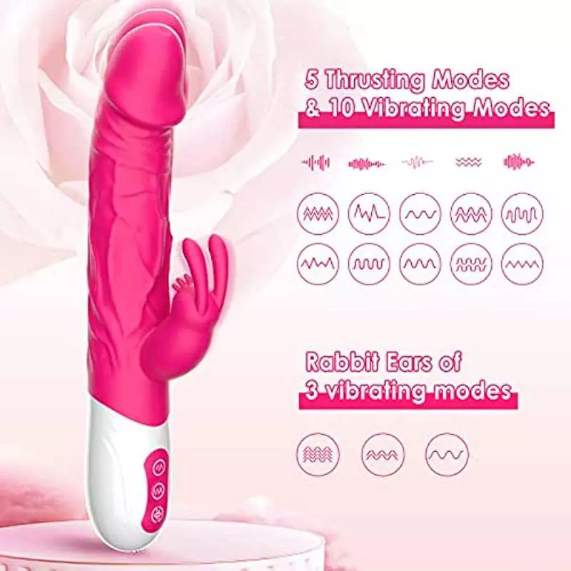 Beaded G Spot Rabbit Vibrator Realistic Thrusting & Heating Dildo Anal Adult Sex Toys for Women, Clitoral Stimulator with 10 Vib