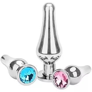 Anal Plug Anal Trainer Kit, Greatlevel Tapered Metal Jeweled Fetish Jewelry Butt Plug Anal Sex Toys Women Men Couples Lover (3PC