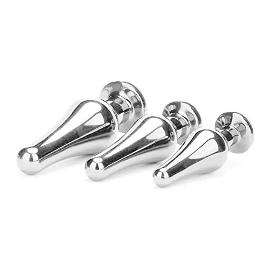 Anal Plug Anal Trainer Kit, Greatlevel Tapered Metal Jeweled Fetish Jewelry Butt Plug Anal Sex Toys Women Men Couples Lover (3PC