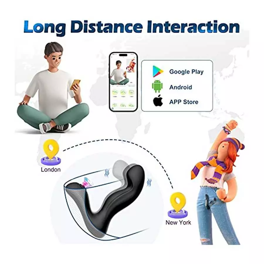 Prostate Massager Anal Vibrator Adult Sex Toys for Men Women with Remote Control & APP Anal Butt Plug Quiet Wiggling,Pulsating 9